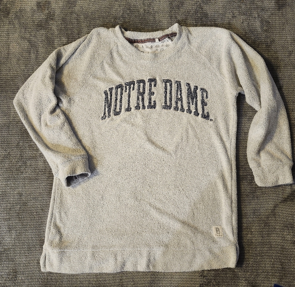 Women's Pressbox Heathered Gray Notre Dame Fighting Irish Helena Raglan Sz LARGE